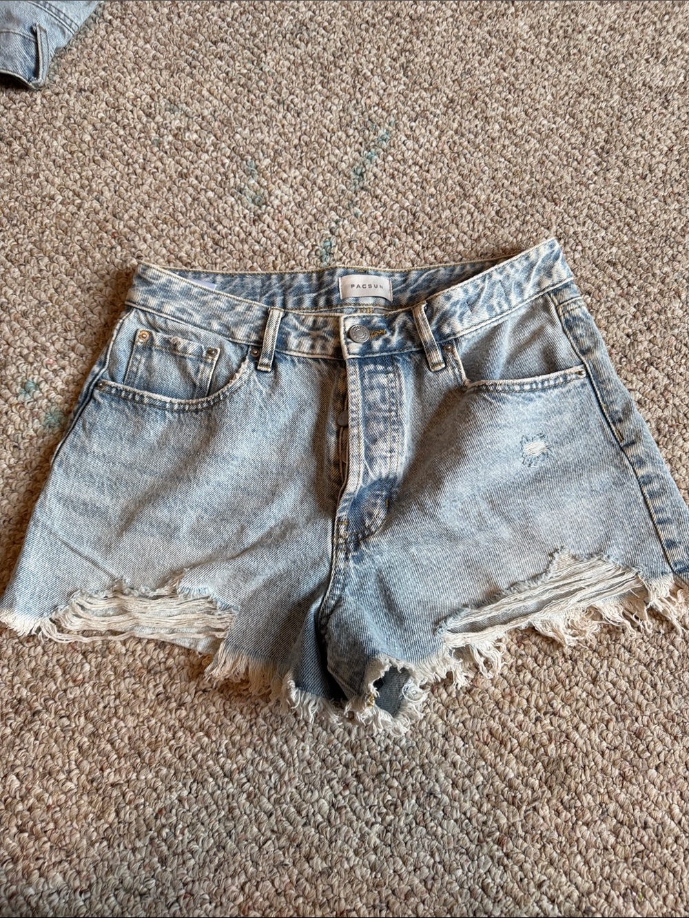 PacSun Light Wash Ripped High-Rise Denim Shorts